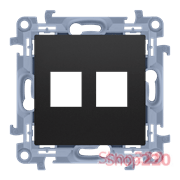 Розетка информационная под модуль 2xRJ45 Keystone, черный матовый, SIMON10