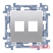 Розетка информационная под модуль 2xRJ45 Keystone, серебро, SIMON10