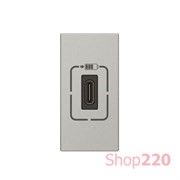 Розетка USB тип С, алюминий, 1 мод., Mosaic Legrand 79389