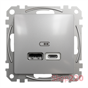 Розетка USB тип A+C 2,4A, алюминий, Sedna Design