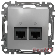Компьютерная розетка 2 х RJ45 кат. 5е UTP, алюминий, Sedna Design