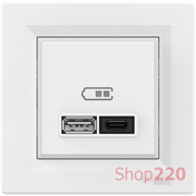 USB розетка тип А+С 3А 45Вт, белый, EPH2700421 Schneider Electric Asfora