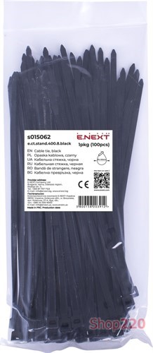 Кабельная стяжка 500мм х 8мм, черный, e.ct.stand.500.8.black Enext s015118 - фото 102319
