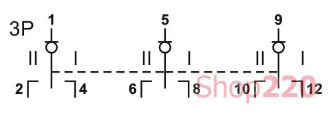 Рубильник на генератор I-0-II трехпозиционный 63 А, 3 полюса, YCBZ-100 CNС - фото 102435