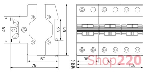 Рубильник на генератор I-0-II трехпозиционный 63 А, 3 полюса, YCBZ-100 CNС - фото 102436