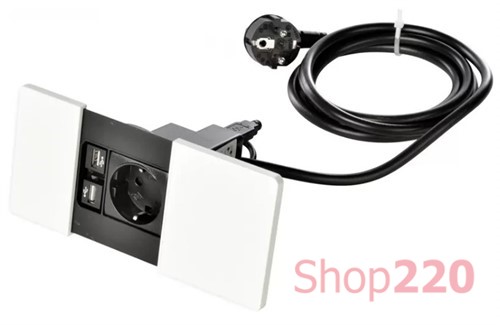 Розетка 220В с USB тип А+С в столешницу, белый, Versapad ASA 060.08F.00063 - фото 102919