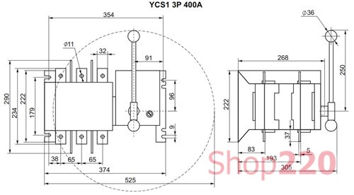 Устройство автоматического ввода резерва 400А, 3 полюса, YCS1 CNC - фото 103117