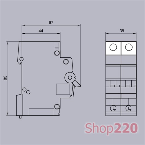 Автоматический выключатель 25 А, 2-полюсный, хар-ка С, Hager - фото 104043