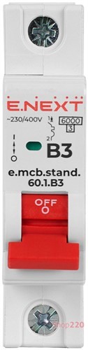Автомат 3 А, 1-фазный, тип В, e.mcb.stand.60.1.B3 Enext - фото 104493