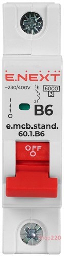 Автомат 6 А, 1-фазный, тип В, e.mcb.stand.60.1.B6 Enext - фото 104511