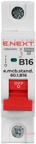 Автомат 16 А, 1-фазный, тип В, e.mcb.stand.60.1.B16 Enext - фото 104523