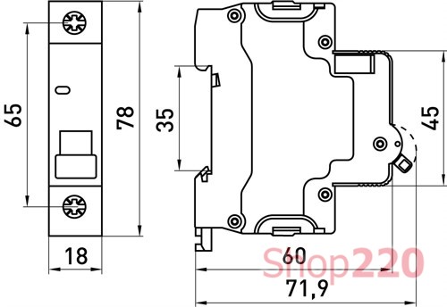 Автомат 63 А, 1-фазный, тип В, e.mcb.stand.60.1.B63 Enext - фото 104564