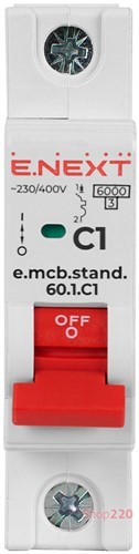 Автомат 1 А, 1-фазный, тип С, e.mcb.stand.60.1.C1 Enext - фото 104679