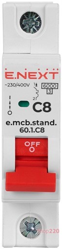 Автомат 8 А, 1-фазный, тип С, e.mcb.stand.60.1.C8 Enext - фото 104715