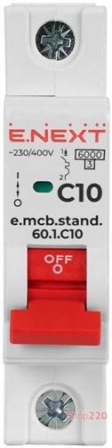 Автомат 10 А, 1-фазный, тип С, e.mcb.stand.60.1.C10 Enext - фото 104721
