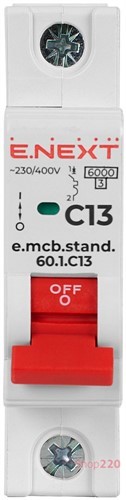 Автомат 13 А, 1-фазный, тип С, e.mcb.stand.60.1.C13 Enext - фото 104727