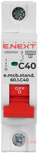 Автомат 40 А, 1-фазный, тип С, e.mcb.stand.60.1.C40 Enext - фото 104763