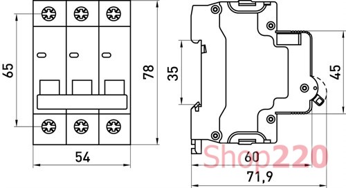 Автомат 13 А, 3-фазный, тип С, e.mcb.stand.60.3.C13 Enext - фото 104936