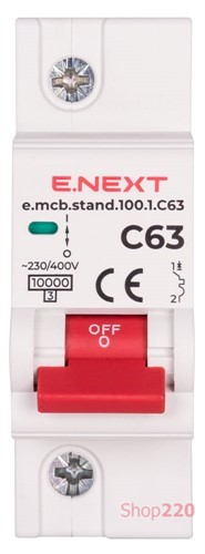 Автомат 63 А, 1-фазный, тип С, e.mcb.stand.100.1.C63 Enext - фото 105063