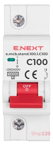 Автомат 100 А, 1-фазный, тип С, e.mcb.stand.100.1.C100 Enext - фото 105074