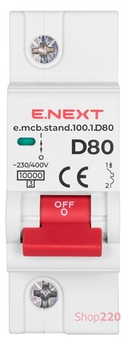 Автомат 80 А, 1-фазный, тип D, e.mcb.stand.100.1.D80 Enext - фото 105182