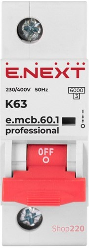 Автомат 63 А, 1-фазный, тип K, e.mcb.pro.60.1.K 63 new Enext - фото 105224