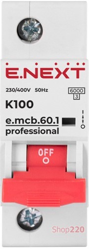 Автомат 100 А, 1-фазный, тип K, e.mcb.pro.60.1.K 100 new Enext - фото 105230