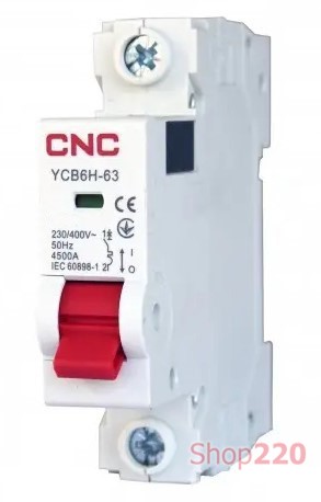 Автоматический выключатель 6 А, 1-полюсный, тип C, YCB6Н-63 CNC - фото 105392