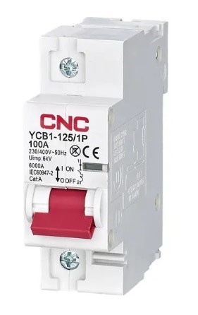 Автоматический выключатель 125 А, 1-полюсный, тип C, YCB1-125 CNC - фото 105411