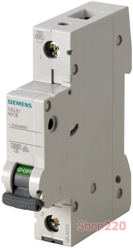Автоматический выключатель 2А, 1-полюсный, уставка В, Siemens - фото 106285