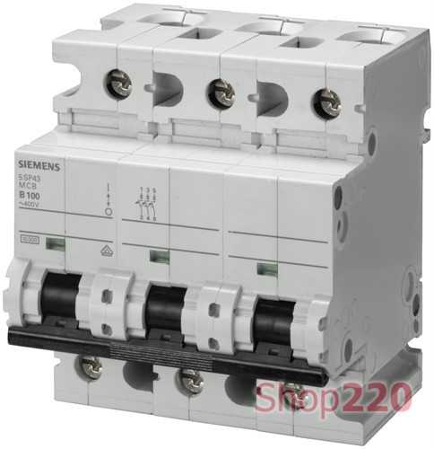 Автоматический выключатель 125А, 3-полюсный, уставка C, Siemens - фото 107007