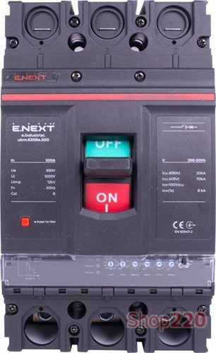 Силовой автомат с электронным расцепителем 500 А, 3-фазный, e.industrial.ukm.630Re.500 Enext - фото 107811