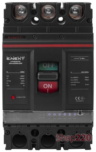 Силовой автомат с электронным расцепителем 630 А, 3-фазный, e.industrial.ukm.630Re.630 Enext - фото 107816
