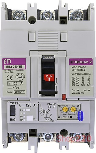 Силовой автомат 125 А, 3-фазный, EB2250/3E ETIBREAK 2 ETI - фото 108018