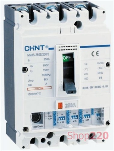 Автоматический выключатель 250А, 3 полюса, 50кА, NM8S-250S Chint - фото 108095