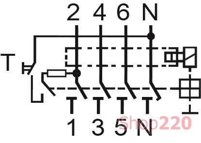 Дифференциальное реле 40А, 30мА, 4 полюса, тип АС, EFI6-P4 ETI - фото 108251