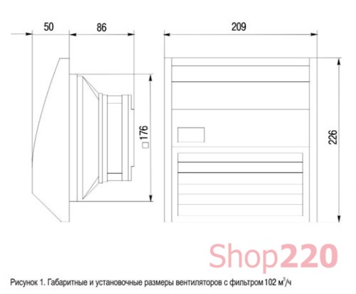 Вентилятор с фильтром 86х176мм, 102 м3/час, IEK - фото 111622