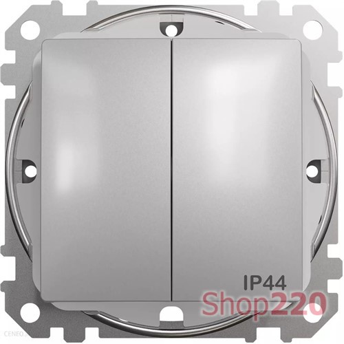 Выключатель 2-клавишный влагозащищенный IP44, алюминий, Sedna Design - фото 111873
