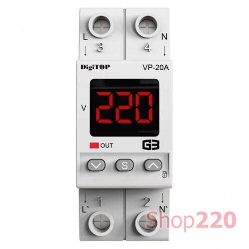 Реле напряжения 20А в компактном корпусе, VP-20A M2R DigiTop - фото 112037