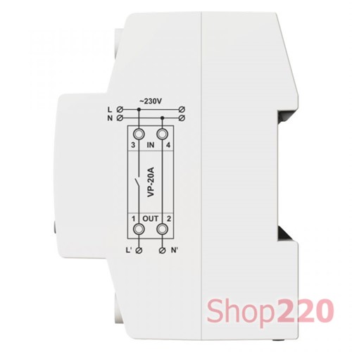 Реле напряжения 20А в компактном корпусе, VP-20A M2R DigiTop - фото 112039