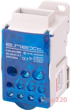 Блок распределительный 500А на DIN-рейку, e.sn.pro.500 Enext p0680006 - фото 112828