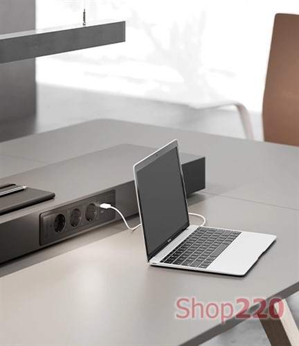 Врезной блок розеток 3х220В + USB тип С, алюминий, Versaframe ASA 060.40F.00007 - фото 114622