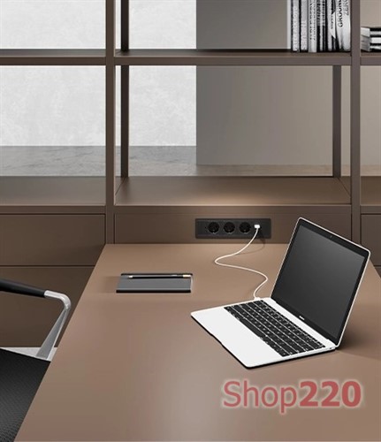 Врезной блок розеток 3х220В + USB тип С, алюминий, Versaframe ASA 060.40F.00007 - фото 114623