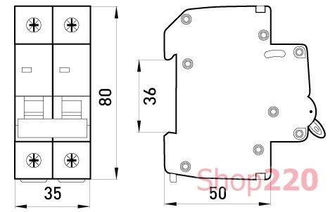 Выключатель нагрузки на DIN-рейку 2р, 63А, e.is.2.63 Enext - фото 114659