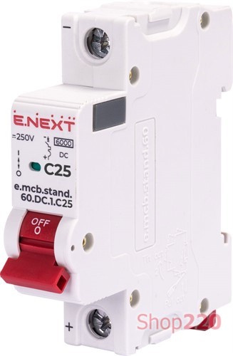 Модульный автоматический выключатель 1р, 25А, C, 6кА, DC, e.mcb.stand.60.DC.1.C25 Enext - фото 115065