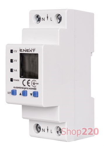 Реле контроля напряжения и тока однофазное 63А с индикацией, e.control.pro.vcm63 Enext - фото 115473