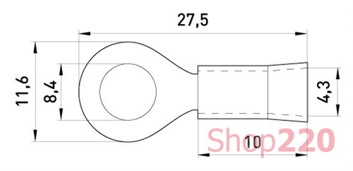 Изолированный наконечник 0.5-1.5 кв.мм, желтый, 100шт, e.terminal.stand.rv1.1,25.8.yellow Enext - фото 116000