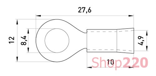 Изолированный наконечник 1.5-2.5 кв.мм, желтый, 100шт, e.terminal.stand.rv2.2.8.yellow Enext - фото 116040