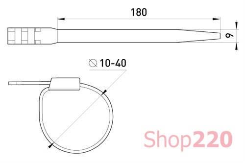 Кабельная стяжка 180х9мм для СИП, устойчива к ультрафиолету, e.ct.uv.180.9 Enext - фото 116256