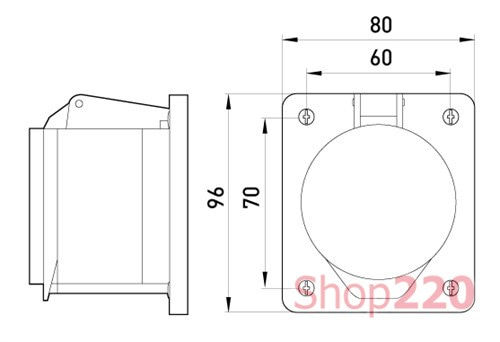 Силовая встраиваемая розетка 5п., 380В, 32А, e.socket.pro.5.32.wall Enext - фото 116698